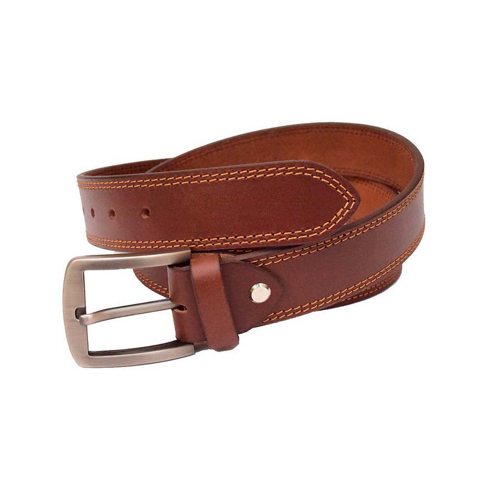 Double Stitch Leather Belt – Brown Double Stitch Leather Belt – Brown