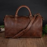 Leather Overnight Bag Bomber Brown