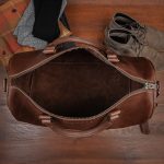 Leather Overnight Bag Bomber Brown