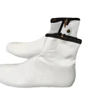 Leather Winter Socks Khuff Slipper in white, handcrafted and suitable for both men and women, displayed on a white background, offering warmth and comfort for winter wear.