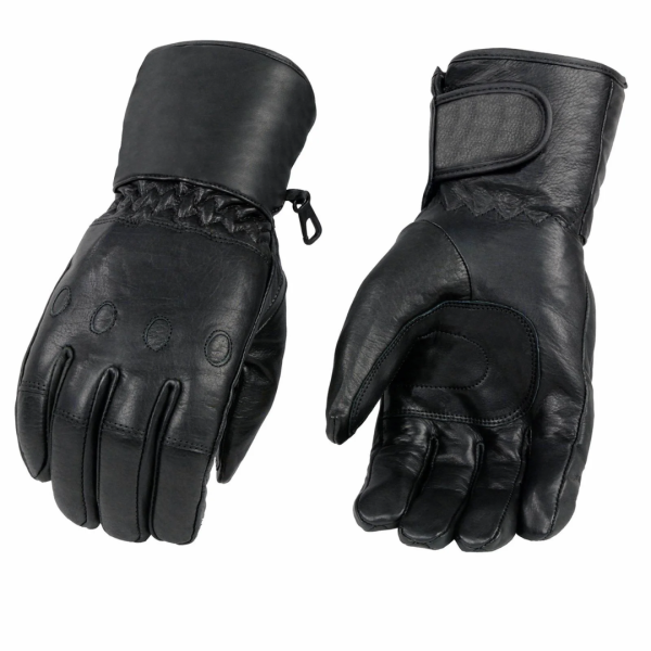 Milwaukee Leather MG7514 Men's Black Leather Motorcycle Gloves with Gel Palm